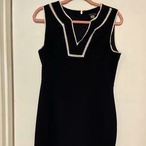 Tommy Hilfiger dress in navy off white piping around the neckline.